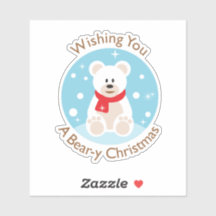 Op een beren-kerstgroet aangepaste vinyl sticker