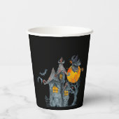 Op een bezemkamer vliegen en een gehakt huis hallo papieren bekers (Achterkant)