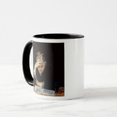 Op een boek mok (Voorkant links)