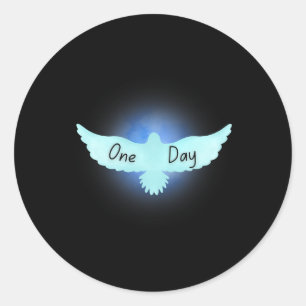 Op een dag zal er een vredesduif over de hemel vli ronde sticker