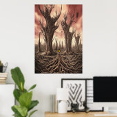 Op een dode wereld | AI Art Poster (Thuiskantoor)