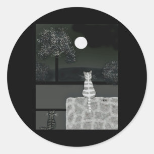 Op een donkere nacht komen de katten Sticker uit