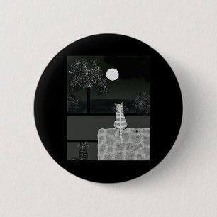 Op een donkere nacht komen de katten Sticker uit Ronde Button 5,7 Cm