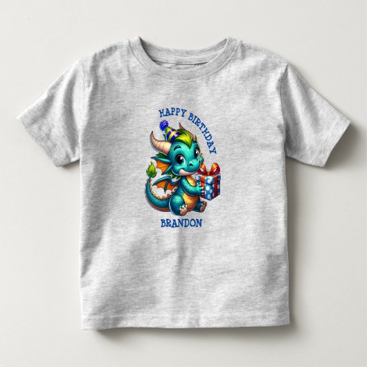Op een draak gebaseerd persoonlijk verjaardagsfees kinder shirts (Voorkant)