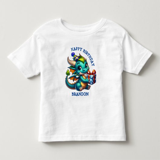 Op een draak gebaseerd persoonlijk verjaardagsfees kinder shirts (Voorkant)