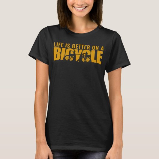 Op een fietsfiets fietsen t-shirt (Voorkant)