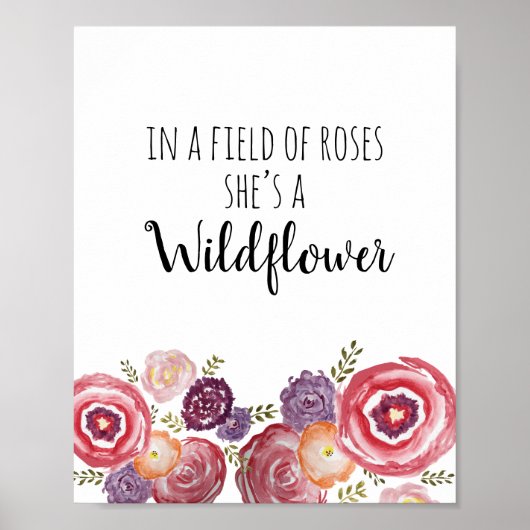 Op een gebied van Rozen is ze een Wildflower Pillo Poster (Voorkant)