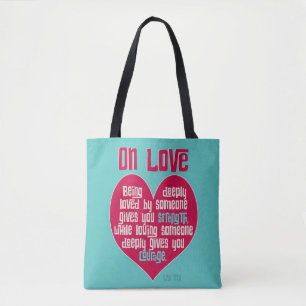 Op een geliefd prijsopgave met romantisch hartontw tote bag