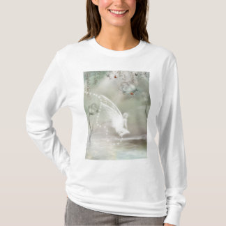 Op een grijs ochtendshirt t-shirt