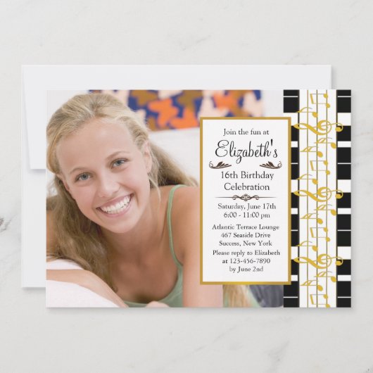 Op een Happy Note Photo Birthday Invitation Kaart (Voorkant)