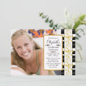 Op een Happy Note Photo Birthday Invitation Kaart (Staand voorkant)