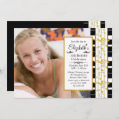 Op een Happy Note Photo Birthday Invitation Kaart (Voorkant / Achterkant)