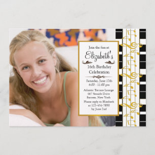 Op een Happy Note Photo Birthday Invitation Kaart