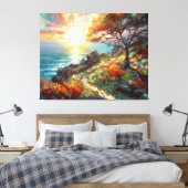 Op een heuvel die de oceaan over het hoofd ziet canvas afdruk (Insitu (Slaapkamer))