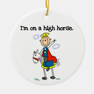 Op een hoog paard keramisch ornament
