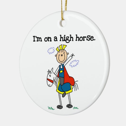 Op een hoog paard keramisch ornament (Links)