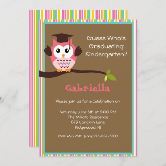 Op een Kinder uitnodiging voor het Afstuderen aan  (Voorkant / Achterkant)