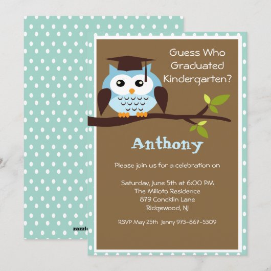 Op een Kinder uitnodiging voor het Afstuderen aan  (Voorkant / Achterkant)