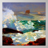 Op een Lee Shore Winslow Homer 1900 Poster (Voorkant)