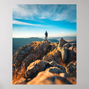 Op een majestueuze herfstrotsen poster