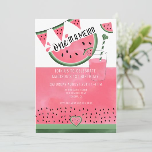 Op een Melon Waterverf Watermeloen 1 september I Kaart (Staand voorkant)