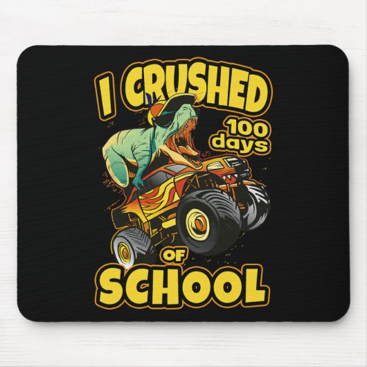 Op een monstertruck verpletterde ik 100 dagen scho muismat (Voorkant)