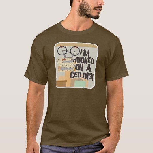 Op een plafonddepot gehakt Cartoon Slogan T-shirt (Voorkant)