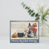 Op een pompoenvet  Halloween Art Post Card Briefkaart (Staand voorkant)