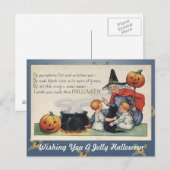 Op een pompoenvet  Halloween Art Post Card Briefkaart (Voorkant / Achterkant)