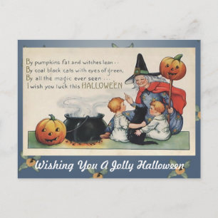Op een pompoenvet  Halloween Art Post Card Briefkaart