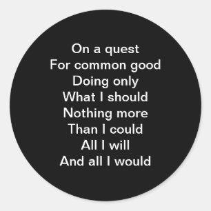 Op een quest ronde sticker