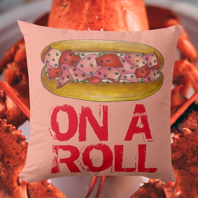 Op een Roll Maine. Lobster Roll Seafood Sandwich Kussen (Lobster Roll Pillow)