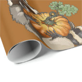 Op een Roll Raccoon Pumpkin Autumn Cadeaupapier (Rol Hoek)