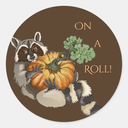 Op een Roll Racoon Ronde Sticker (Voorkant)