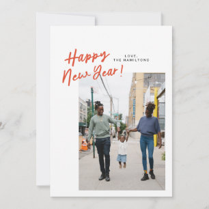 Op een schuine nieuwjaar platte fotokaart feestdagenkaart