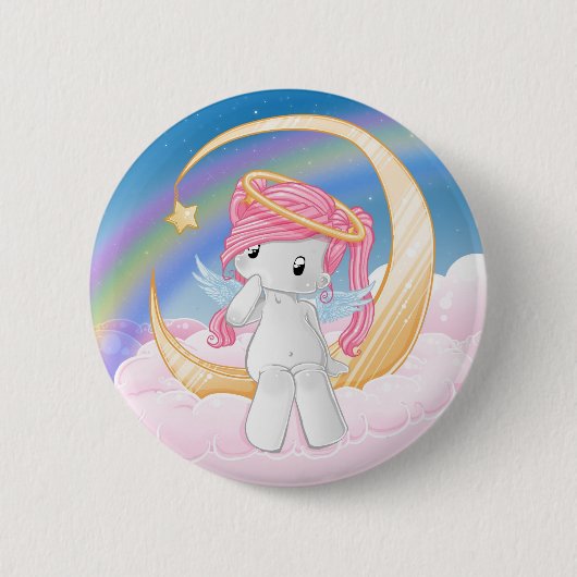 Op een ster wachten ronde button 5,7 cm (Voorkant)