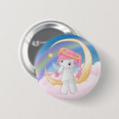 Op een ster wachten ronde button 5,7 cm (Voorkant /achterkant)