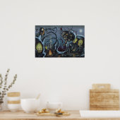 Op een stille Moonlit Gebeurtenis Poster (Keuken)