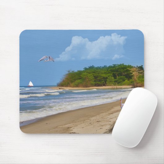 Op een strand ergens in Mousepad Muismat (Met muis)
