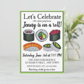 Op een (sushi)rol felicitatiewens kaart (Staand voorkant)