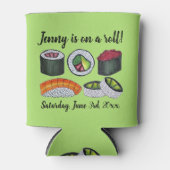 Op een (sushi) roll gefeliciteerd viering blikjeskoeler (Voorkant)