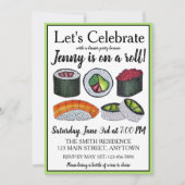 Op een (sushi) roll gefeliciteerd viering kaart (Voorkant)