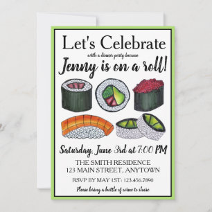 Op een (sushi) roll gefeliciteerd viering kaart