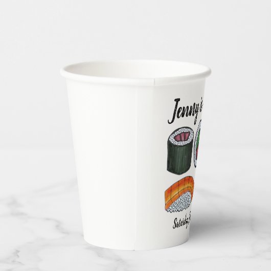 Op een (sushi) roll gefeliciteerd viering papieren bekers (Rechts)