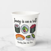 Op een (sushi) roll gefeliciteerd viering papieren bekers (Voorkant)