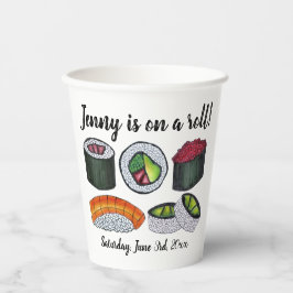 Op een (sushi) roll gefeliciteerd viering papieren bekers