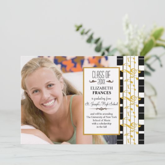 Op een vrolijke noot Foto afstudeeraankondiging Aankondiging (Staand voorkant)