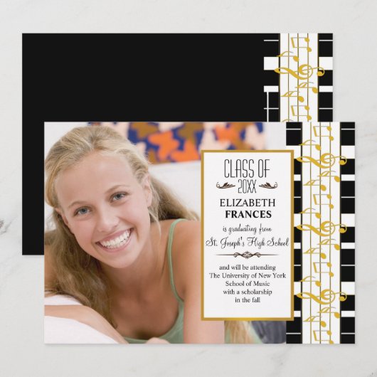 Op een vrolijke noot Foto afstudeeraankondiging Aankondiging (Voorkant / Achterkant)