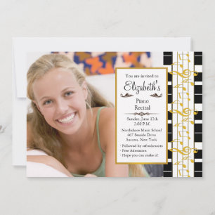 Op een vrolijke noot foto Piano Overweging Uitnodi Kaart