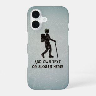 Op een Wandeling met Rugzak en Stok - uw slogan op iPhone 16 Hoesje